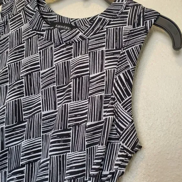 Karen Kane Dress‎ Sleeveless Lined Geometric Design Womens Sz M Black And White - Picture 4 of 12